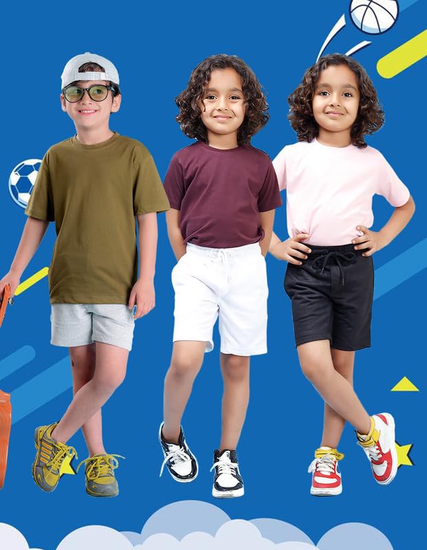 Image of Nusyl Solid & Printed Cotton Blend Shorts for Boys | Comfortable Casual Shorts | Soft Breathable Fabric with Elastic Waistband | Relaxed Fit | 2-16 Years | Multiple Colors