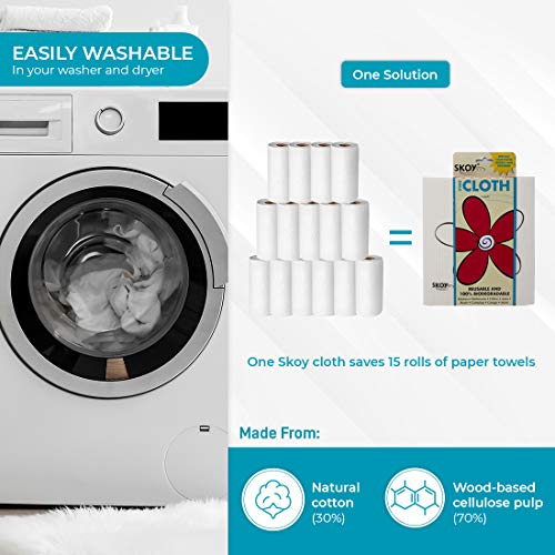 Skoy Cloth Eco-Friendly And Reusable Swedish Dishcloth, For Kitchen And Household Use, Environmentally-Friendly, Dishwasher Safe, Plastic-Free Packaging, White, 4-Pack #TOP4