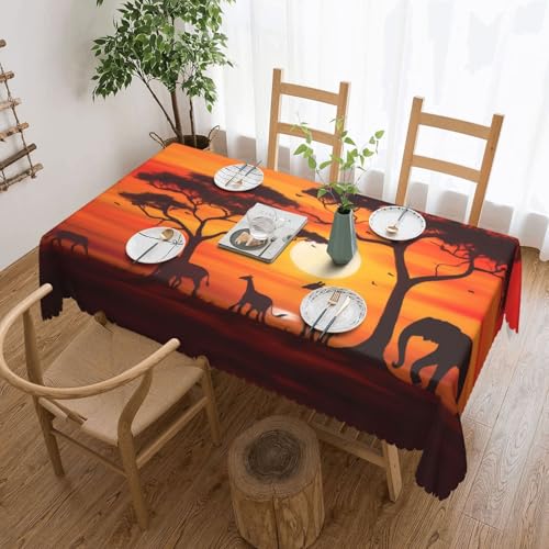Nappe pour tables rectangulaires, motif animal africain, coucher de soleil, imperméable, résistante à l'huile, lavable, pour cuisine, salle à manger,...