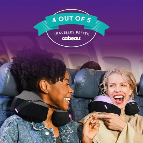 Image of Cabeau TNE S3 Deluxe Luxury Travel Neck Pillow for Airplanes with Patented Seat Strap and Head Hold Technology (Lavender)