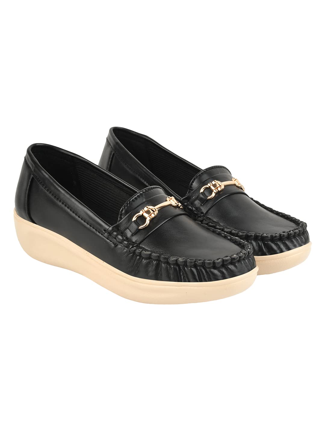Shoetopia Upper Metalic Buckle Detailed Black Loafers for Women & Girls /UK3 (B0BYP9TVT4) Amazon Price History, Amazon Price Tracker