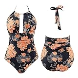 Gkumgwo Traje de baño con Control de Barriga, Trajes de baño Halter para Mujer,Traje de baño Sexy Push up - Traje de baño y elástico sin Espalda, Push Up, Talle Alto, para Playa