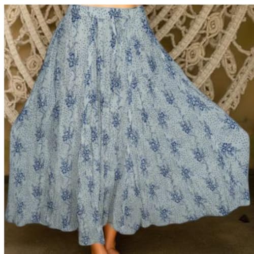 Image of Premium Long Skirt | Stylish Long Crushed Cotton & Unique Prints | Floor Length Skirt for Women | Elastic Waist Premium Maxi Skirt - Comfortable Casual Wear