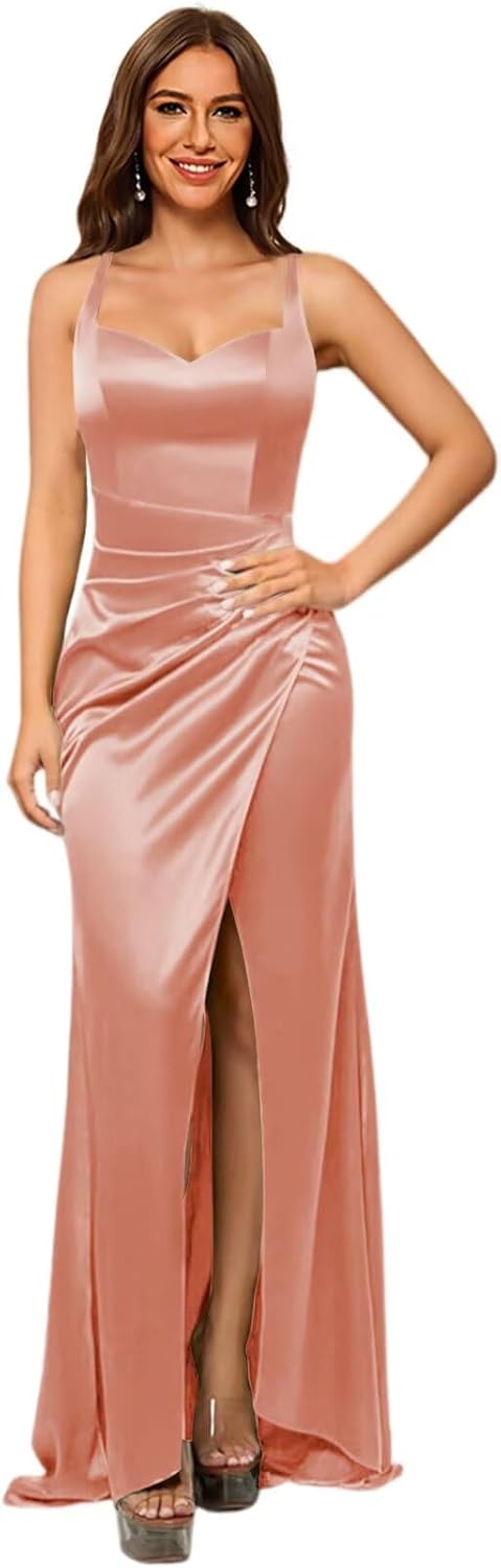 SYYS Satin Bridesmaid Dresses for Women 2024 Long Mermaid Prom Dress Formal Dresses for Women SYYS442