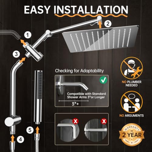 Veken All Metal 12" Luxurious Shower Head with Handheld,Full Body Coverage by Veken - Used condition - Image 7
