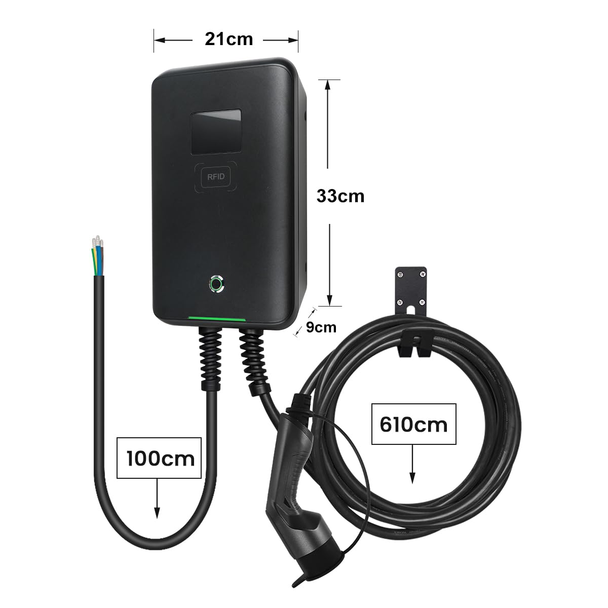 32A Wallbox EV 7kW monofase Stazione di Ricarica per Auto elettriche (7KW-Mode C-RFID)