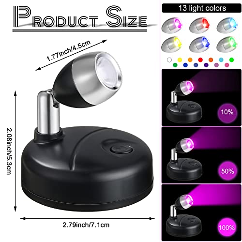 6 Pieces RGB Wireless LED Spotlight with Remote,13 Color Spotlight, Battery Operated Accent Lights with Rotatable Light Head Stick on Wall, Hallway, for Painting Picture Artwork Closet - Image 3