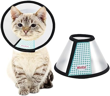 MintCat Cat Cone, Adjustable Cat Cone Collar Soft, Lightweight Cat Recovery Collar, Protective Cat Cones to Stop Licking Pet Cone, Plastic Elizabethan Collar for Cats Kitten Small Dog After