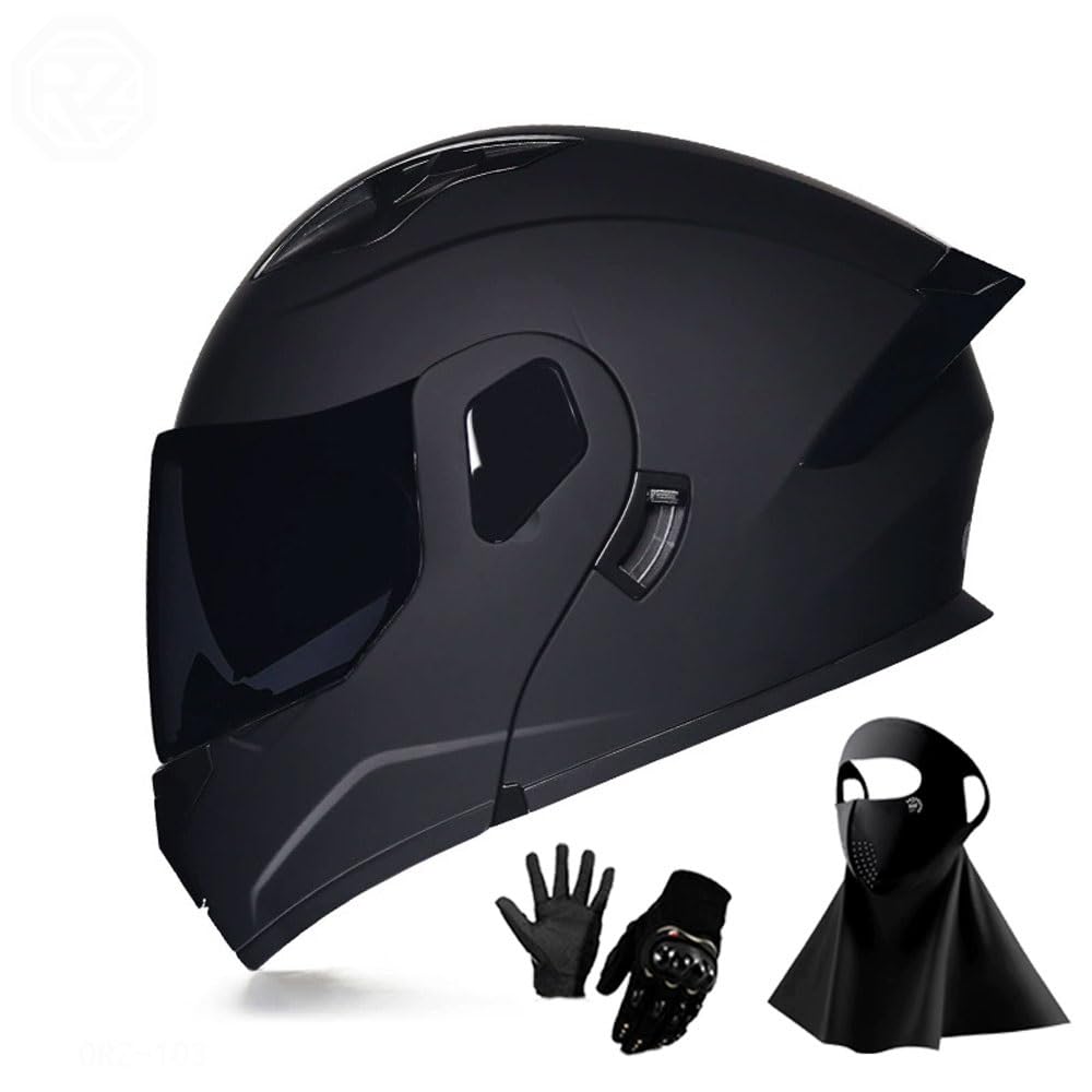 Ragopilen P26 Helmet, Full Face Motorcycle Helmet Approved 2 Visors Black Night Vision Adult Kids M-2Xl 3Pcs(,2Xl(61-62Cm))