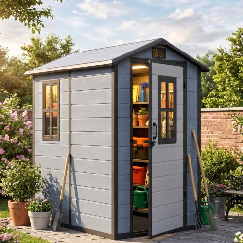 DWVO 4.4x6 ft Resin Shed with 2 Windows