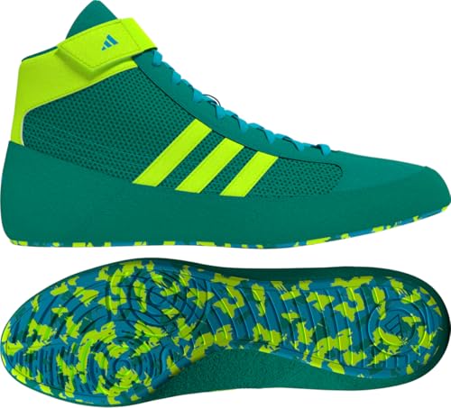 adidas Men's HVC Wrestling Shoes, Teal/Solar Green/Cyan, 9