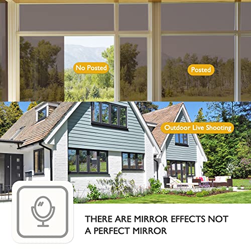 One Way Window Film Static Cling Window Tint For Home Daytime Privacy Protect No Glue Anti Sun Uv Film Mirror For Glass 17.5 Inch X 7.8 Feet Brown Silver #TOP3