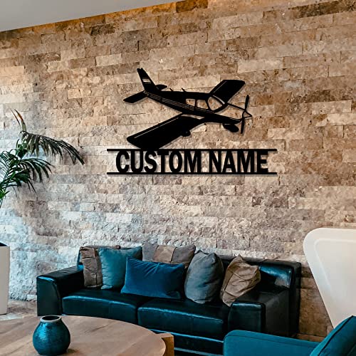 Personalized Family Name Sign Custom Airplane Name Sign Customized Plane Metal Sign Wall Art Unique Gift For Pilot Indoor Outdoor Sign 8Inch #TOP1