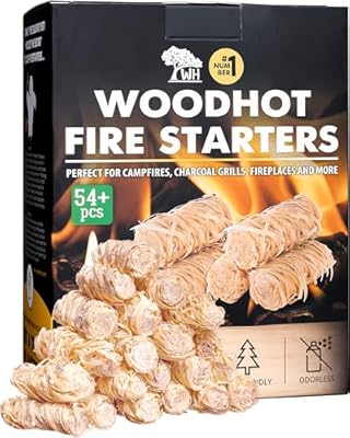WH WOODHOT Natural Tumbleweeds Fire Starter - 54+ Pcs Pack Sustainable Quick Ignite Starters - up to 13 min Burning Time for Fireplace Campfires Grill Charcoal BBQ Pizza Oven