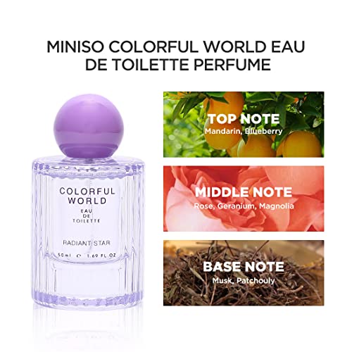 Image of MINISO Perfume for Women, EDT Luxury Perfume with Long Lasting Fragrance for Everyday Wear, Floral and Fruity Fresh Scent,Colorful World Serie (Radiant Star),50ML