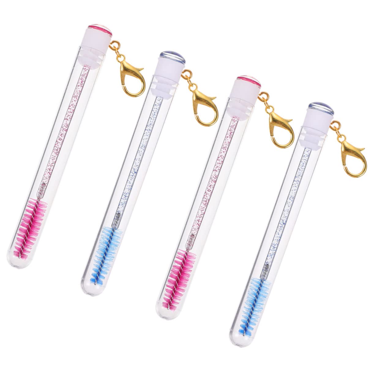 PartyKindom 4pcs Eyelash Key Chain Eyelash Brush Makeup Practicing Mascara Wands with Tube Makeup Brush Applicators Keychain Mascara Tubes Empty Lash Present for Girl Salon Tools Fan Acrylic
