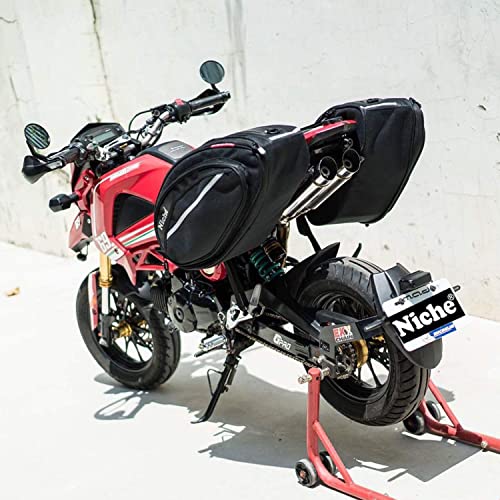 Alforjas laterales para motocicleta Niche, 58 L expandibles, impermeables, con cubierta para lluvia fluorescente y franjas reflectantes, compatibles universalmente con motos deportivas y de carretera (NMO-2206) miniatura 7