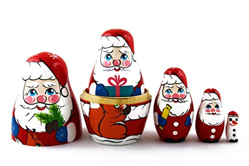 Matryoshka Matreska Babuska Russian Nesting Wooden Doll Kind Santa Claus Babouska Matrioska 5 Pcs Stacking Hand Painting Beautiful Nested Craft Matriosjka Matrioska #TOP5