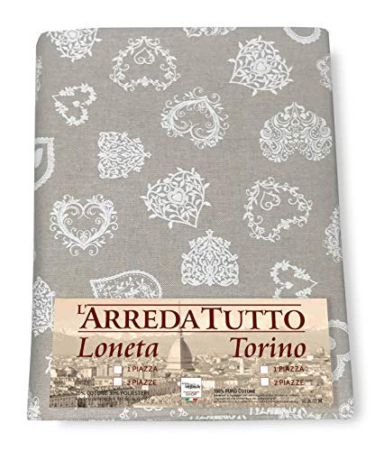 Tex family Tela decorativa cubretodo, gran foulard cubrecama, cubresofá, tela Dory, corazón blanco – 2 plazas
