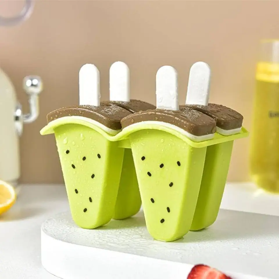 Molde Forma Picolé Caseiro Divertido em Formato de Frutas Seguro, Atóxico e Reutilizável Ideal para Crianças e Sobremesas Saudáveis (Kiwi)