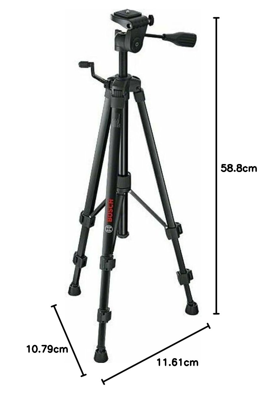Bosch Professional 0601096B00 Stativ für Laser und Nivellier BT 150 (Höhe: 55-157 cm, Gewinde: 1/4"), Schwarz, 10,8 cm*58,8 cm*11,6 cm
