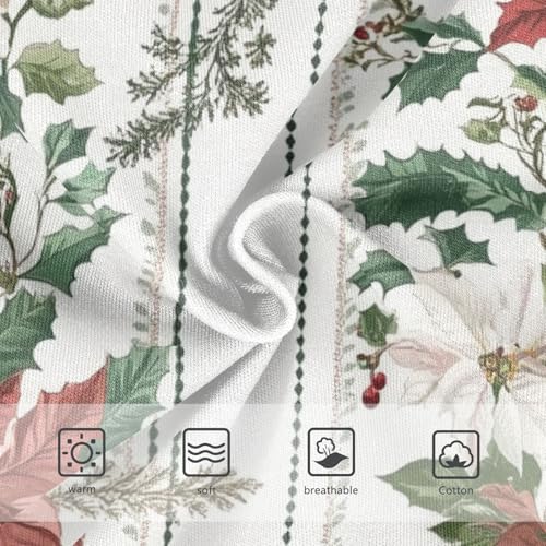 Soft Girls' Panties Organic Underpants for Toddlers Floral Poinsettia Border Christmas in Sizes 2T,3T, 4T, 5T, 6Y and 8Y3