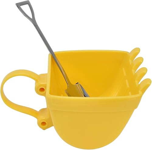 TOPINCN Taza divertida de 11.2 fl oz, taza de cubo de excavadora con cuchara de pala de acero inoxidable, taza de café, taza de té creativa, taza de