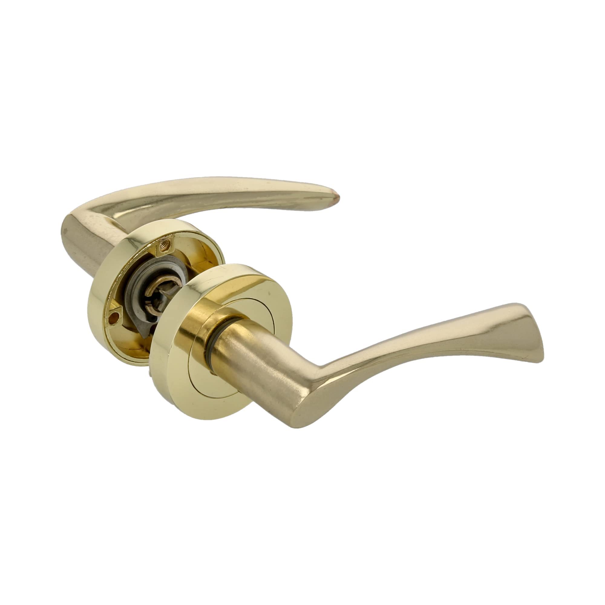 Amig Painted Brass - Elegant Zamak Door Handle Set | 2 Round Rosettes, Easy Installation | Durable & Easy Clean, Gold 450 Mm, Metal Brass
