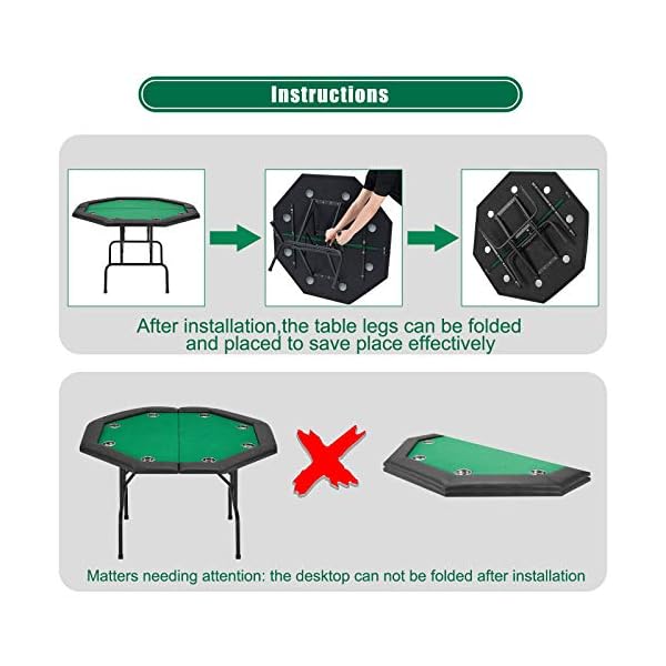 ECOTOUGE Poker Table w/Stainless Steel Cup Holder Casino Leisure Table