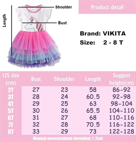 Vikita Girls Summer Cute Princess Sundress Short Sleeve Casual Polyester Dress Sh4590 5-6 Years #TOP6