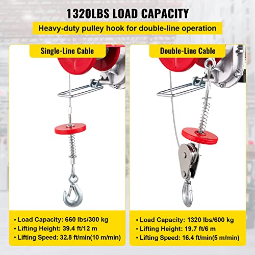 Happybuy 1320 Lbs Lift Electric Hoist, 110V Electric Hoist, Remote Control Electric Winch Overhead Crane Lift Electric Wire Hoist For Factories, Warehouses, Construction, Building, Goods Lifting #TOP2