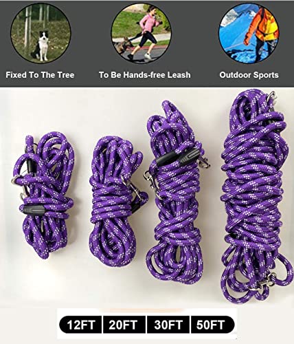 Codepets Long Rope Dog Leash For Dog Training 12Ft 20Ft 30Ft 50Ft, Reflective Threads Dog Cat Leashes Tie-Out Check Cord Recall Training Agility Lead For Large Medium Small Dogs (10Mm20Ft, Purple) #TOP4