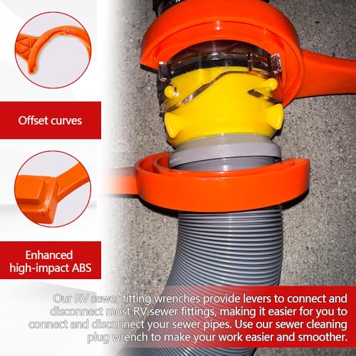 Image of Zufoty 2 PCS RV Sewer Hose Wrench, Multi Purpose Fittings Wrench to Connect and Disconnect Sewer Hoses, Fits Most 3 Inch and 4 Inch Male /Female RV Sewer Caps, RV Accessories
