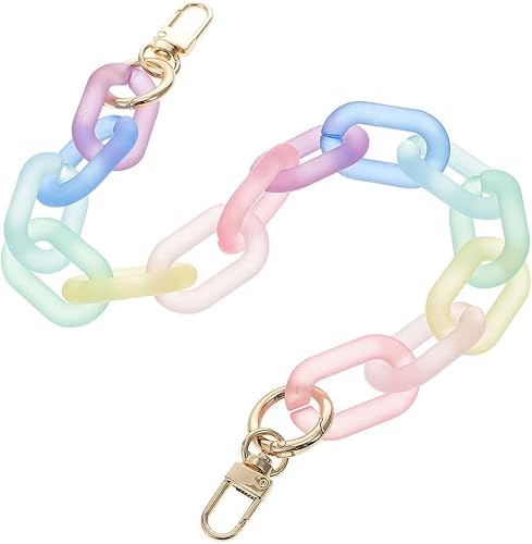 Colorful Acrylic Chain Strap, Acrylic Purse Chain Handle Rainbow Resin Handbag Strap Replacement Short Clutches Handles Crossbody Decoration Chains Accessory Charms (116CM)