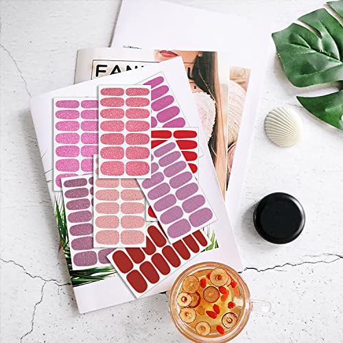 Danneasy 16 Sheets Solid Color Nail Polish Strips Glitter Nail Wraps Gel Nail Strips Self Adhesive Nail Polish Stickers For Women Fingernails Nail Art Accessories With Nail File, Cuticle Stick #TOP6
