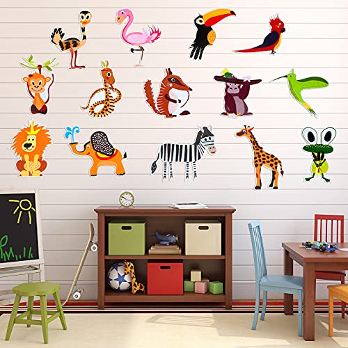 42 Pieces Colorful Jungle Animals Cut-Outs Laminated Bulletin Board Decor Animals Cutouts Animals Theme Party Signs Paper Cutouts With Glue Point Dots For Classroom Bulletin Board Decor #TOP5
