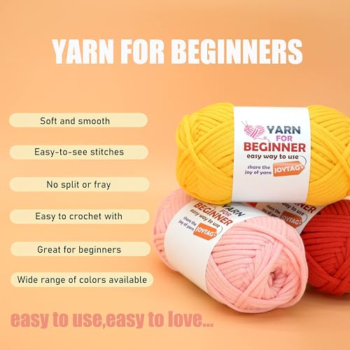 Image of 3 Pack Beginners Crochet Yarn Cotton Crochet Yarn for Crocheting Knitting Beginner with Easy-to-See Stitches Cotton-Nylon Blend Crochet Yarn for Beginners Crochet Kit(3x50g)-Coffee Brown+White+Yellow