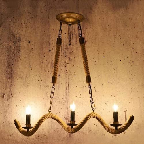 Décor droplight fixture rustique avec 3 suspensions E27 en corde de chanvre