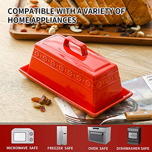 image for KOOV Porcelain Butter Dish with Lid for Countertop, Butter Dishes wi
