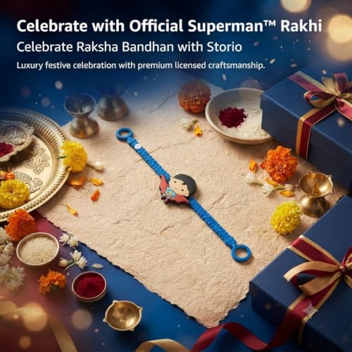 Image of Storio Superman Silicone Band Rakhi | Officially Licensed | Rakhi for Boys, Bhaiya, Bhai | Raksha Bandhan Gift