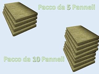 FUTURAZeta Lana di Roccia Isolamento Termico 10 Pannelli Isolanti Termici per Interni Antimuffa con Spessore 50mm, Pannelli Fonoisolanti per Isolamento Acustico, Dimensioni Pannelli 1200 x 600 mm