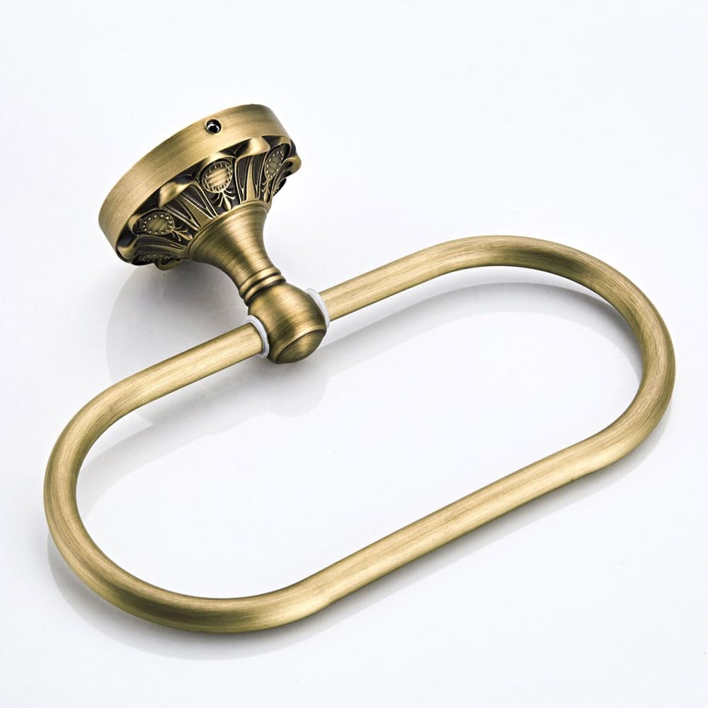 Soporte de Toalla Ovalado Antiguo de Latón, Colgador Montado en la Pared para Baño (Cepillo para Polvo de Bronce)