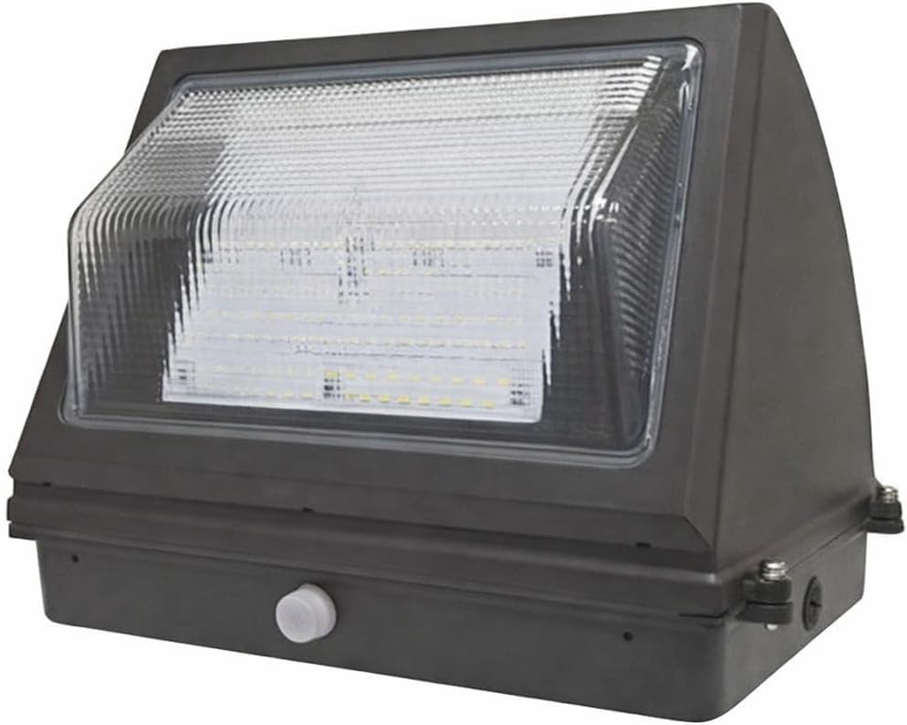 55W LED Emergency Wall Pack Light, Semi-Cutoff Forward Throw, 7150 Lumens, 5000K Cool White, Built-in 120-Minute Battery Backup, Die-Cast Aluminum Housing, Glass Lens,IP65 Wet Location, UL Listed