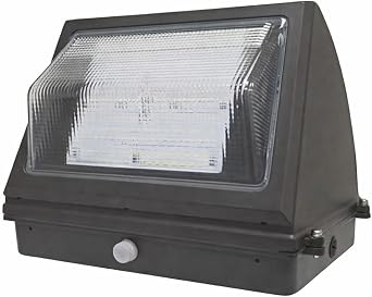 55W LED Emergency Wall Pack Light, Semi-Cutoff Forward Throw, 7150 Lumens, 5000K Cool White, Built-in 120-Minute Battery Backup, Die-Cast Aluminum Housing, Glass Lens,IP65 Wet Location, UL Listed