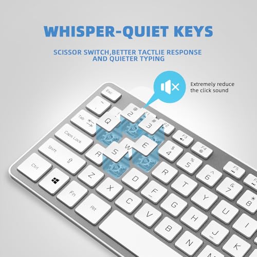 Image of Wired USB Keyboard, Comfortable Quiet Chocolate Keys, Durable Ultra-Slim Computer Keyboard Wired(QWERTY) for PC, Windows 11 /10 /8 /7 /XP /Vista KB1430 (Sliver-1, Wired Keyboard for Windows)