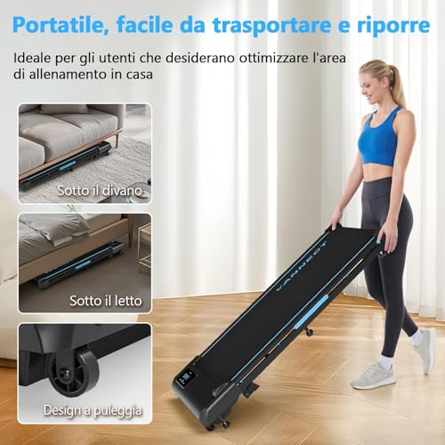 Vannect Tapis Roulant Elettrico con Inclinazione, 1-10Km/h Tapis Roulant Salvaspazio con Dispaly a LED e Telecomando, 2.75HP Walking Pad Salvaspazio per Casa, Capacitato 150Kg - Immagine 4