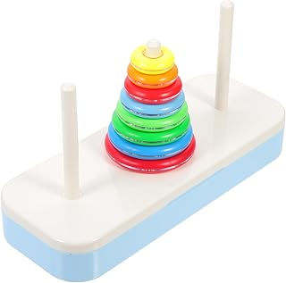 Toyvian Brinquedo De Empilhar 1 Conjunto Torre De Hanoi Anéis Brinquedos De Viagem Para Brinquedos De Madeira Brinquedo Educacional De Madeira Motor Fino Arco-Íris Empilhador Brinquedos