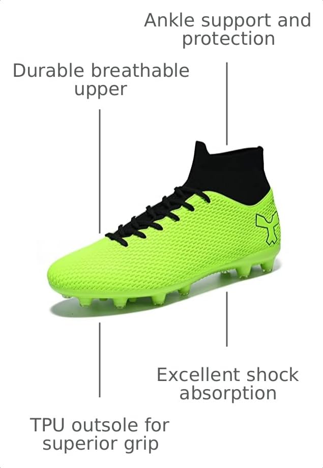 Image of Men's Soccer Cleats Football Shoes for Indoor Outdoor Training White