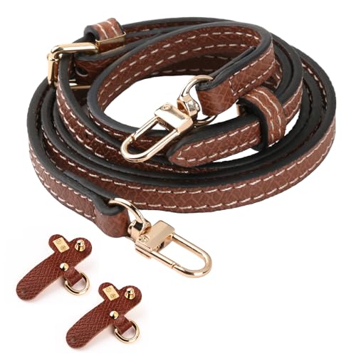 Image of Leather Adjustable Strap Kit Compatible with Longchamp Mini Bags, Replacement Crossbody Shoulder Bag Straps with Metal Buckles, 39-47 inch Adjustable Purse Strap for Women (Brown)