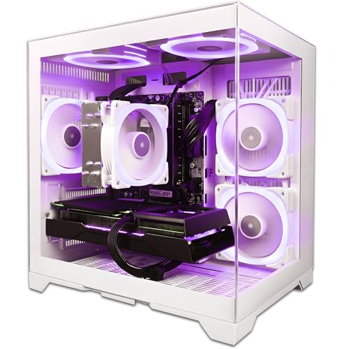 Image of SAAV Prebuilt Gaming PC Bundle Desktop Tower AMD Ryzen 7 5800X Radeon RX 9060 XT 8GB GDDR6 16GB DDR4 512GB NVMe SSD WiFi 6 Bluetooth Windows 11 White Air Cooler RGB Computer PC Gaming